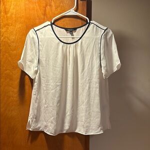 Women's White blouse with Black Trim